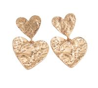 KBRPEY Boucles D'oreilles Coeur Martelé Double Pendantes Texture Métallique Bijoux Femme Accessoires Élégants