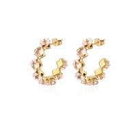 KBRPEY Boucles D'oreilles Créoles Cristal Brillant Zircon Cubique Plaqué Or Bijoux Élégants Accessoires Luxueux Parure Féminine
