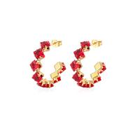 KBRPEY Boucles D'oreilles Créoles Cristal Brillant Zircon Cubique Plaqué Or Bijoux Élégants Accessoires Luxueux Parure Féminine