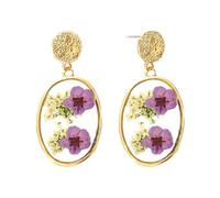 KBRPEY Boucles d'Oreilles Fantaisie Motif Pétales Fleurs Créoles Pendantes - Bijoux pour Femmes