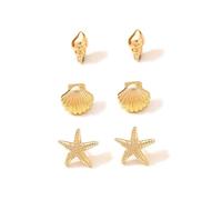 KBRPEY Boucles d'Oreilles Femme Coquillage Étoile de Mer Dorées Élégantes Bijoux de Plage Accessoires Mode pour Femmes