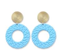 KBRPEY Boucles d'Oreilles Femmes Filles Géométriques pour Femmes Grandes Boucles d'Oreilles Rondes Boho Boucles d'Oreilles Argent Hypoallergénique (Bleu)