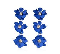 KBRPEY Boucles D'oreilles Fleurs Cascade Longues Pendantes Triple Pétales Cristal Brillant Bijoux Élégants Femme Accessoires Printemps