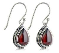 KBRPEY Boucles D'oreilles Goutte Argent Vintage Grenat Rouge Bijoux Femme Élégants Artisanaux