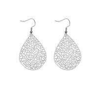 KBRPEY Boucles D'oreilles Goutte Filigrane Ajourées Métalliques Argentées Légères Élégantes Bijoux Femme