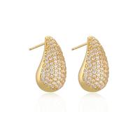 KBRPEY Boucles D'oreilles Goutte Luxueuses Pavées Cristaux Brillants Élégantes Bijoux Femme Clous Plaqués Or Accessoires Sophistiqués Taille Parfaite