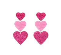 KBRPEY Boucles D'oreilles Pendantes Cœur Triple Paillettes Acrylique Bijoux Fantaisie Femme Accessoires Mode Romantique