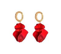 KBRPEY Boucles D'oreilles Pétales Fleur Texturées Ovale Doré Bijoux Élégants Pendants Romantiques Accessoires Féminins Luxueux