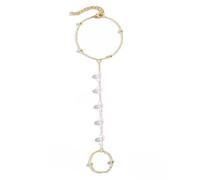 KBRPEY Bracelet De Main En Perles Naturelles Chaîne Dorée Délicate Bijou Élégant Pour Femme Accessoire De Mode Unique