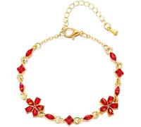 KBRPEY Bracelet Floral Cristal Vert Brillant Chaîne Ajustable avec Zircone Cubique Bijou Élégant pour Femme Accessoire Charme Printemps