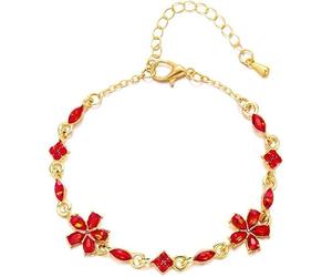 KBRPEY Bracelet Floral Cristal Vert Brillant Chaîne Ajustable avec Zircone Cubique Bijou Élégant pour Femme Accessoire Charme Printemps