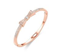 KBRPEY Bracelet Nœud Papillon Jonc Ouvert Strass Cristal Brillant Bijou Femme Élégant Ajustable Diamètre 60mm