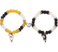 KBRPEY Bracelet Perles Élastique Chat Pendentif Bijoux Femme Accessoire Poignet Cristal Strass Brillant