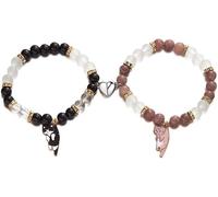 KBRPEY Bracelet Perles Élastique Chat Pendentif Bijoux Femme Accessoire Poignet Cristal Strass Brillant
