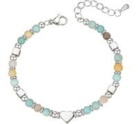 KBRPEY Bracelet Perles Naturelles Cœur Argenté Ajustable Message Inspirant Carte Incluse Bijou Artisanal (Vert)