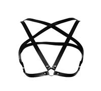 KBRPEY Ceinture de Chaîne de Corps Punk en Cuir Chaîne de Corps en Cuir Noir pour Boîte de Nuit Rave Ceinture de Poitrine Soutien-Gorge Accessoires
