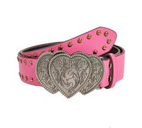 KBRPEY Ceinture Femme Cœur Triple Boucle Cloutée Cuir Synthétique Punk Rock Ajustable Accessoire Taille Décoratif Boucle Métallique Vintage