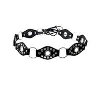 KBRPEY Ceinture Vintage à rivets pour Femme Ceinture Large en Cuir Noir Boucle de Taille en Alliage Ceinture élégante pour Jupe Pantalon Accessoiris de Taille