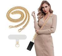 KBRPEY Chaîne Bandoulière Téléphone Portable Maille Cubaine Métallique Cordon Mousqueton Amovible Accessoire Smartphone