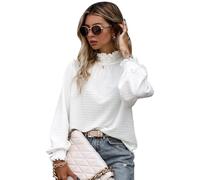 KBRPEY Chemisiers et Blouses à Manches Longues pour Femmes T-Shirt Haut à Col Roulé Tuniques Basiques Haut Automne Casual Tops Couleur Unie Ample Manche Lanterne