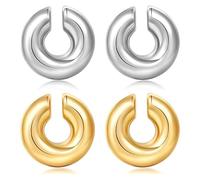 KBRPEY Clips Oreilles Non Percées, Boucles d'oreilles en Argent et Or pour Les Femmes, Poids Léger Goutte d'eau Larme Des Boucles d'oreilles Non Perçantes pour Filles