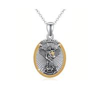 KBRPEY Collier Archange Michael Collier Pendentif Bouclier Épée Crucifix Pendentif Catholique Religieux Bijoux Amulette de Protection Médaille Homme Femme (Type B)