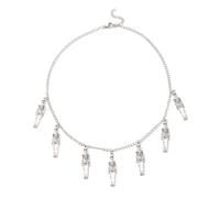 KBRPEY Collier Chaîne Gothique Pendentifs Squelettes Multiples Bijou Punk Rock Accessoire Homme Argenté