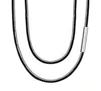 KBRPEY Collier Cuir Pour Hommes Et Femmes En Cuir Robuste Avec Fermoir Acier Inoxydable Longueur 45 50 Cm Idéal Pour Nager Surfer Plonger Et Baigner (50 cm)
