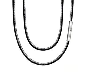 KBRPEY Collier Cuir Pour Hommes Et Femmes En Cuir Robuste Avec Fermoir Acier Inoxydable Longueur 45 50 Cm Idéal Pour Nager Surfer Plonger Et Baigner