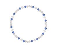 KBRPEY Collier de Baseball Perles Brillantes Cordon Croix pour Pendentif Choker Ras de Cou Bijoux Sport Femme Homme Adolescent(Blanc et bleu)