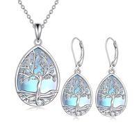 KBRPEY Collier et Boucles d’Oreilles Arbre de Vie Design Découpé Élégant Bijou Léger et Apaisant Idéal pour Femmes Spirituelles Bureau Loisirs