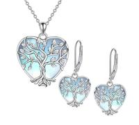 KBRPEY Collier et Boucles d’Oreilles Arbre de Vie Design Découpé Élégant Bijou Léger et Apaisant Idéal pour Femmes Spirituelles Bureau Loisirs