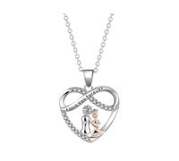 KBRPEY Collier Mère et Fille en Argent Sterling 925 Avec Pendentif Cœur de Mère Pendentif avec Zircone d'anniversaire de Noël Chaîne de fête des Mères Cadeaux pour Maman Fille.