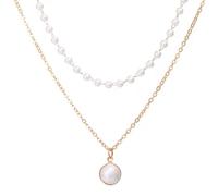 KBRPEY Collier Superposé Pendentif Perle Ronde Chaîne Double Rang Bijou Élégant Accessoire Féminin