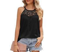 KBRPEY Debardeur Femme Tank Top Tops sans Manche Col Halter Dentelle Haut Chic Elegant Vetement Ete Fluide Caraco Decontracte Coton Casual Plage Soiree