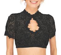 KBRPEY Dirndl Chemisier Femme en Dentelle Dirndl Chemisier Col Montant avec Boucle Chemisier Traditionnel Oktoberfest Élégant pour Le Festival ou la Vie de Tous Les Jours