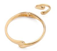 KBRPEY Ensemble Bijoux Minimaliste Bracelet Jonc Ouvert Bague Ajustable Accessoires Élégants Femme