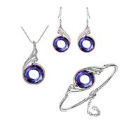 KBRPEY Ensemble Bijoux Spirale Cristal Scintillant Collier Boucles Bracelet Argent Orné Pierres Multicolores Élégant Parure Femme