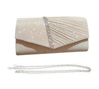KBRPEY Femme Pochette et Clutches Sac à Main en Bandoulière Chaîne Démontable Satin avec Cristal Chic et Elegant Clutch Sac de Soirée Bourse de Mariée pour Mariage Fete Bal
