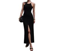 KBRPEY Femmes Robe Élégant Longue Mince sans Manches Bodycon Hors épaule sans Dossier Hem Slit Slim Fit Robes de Soirée Cocktail Spaghetti Strap Robe Vacances