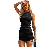 KBRPEY Femmes Robe Moulante Façon Débardeur Dos Nu Eté Robe Sexy Elégant Robe de Cocktail Soirée Clubbing Bal Fête (Noir M)