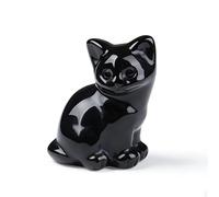 KBRPEY Figurine Chat Décorative en Obsidienne Noire Cristalline comme Belle Idée Cadeau pour Amoureux des Chats Et Décor Élégant pour La Maison (Noir)
