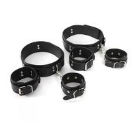 KBRPEY Kit Bondage BDSM avec Sangles pour Poignets Cuisses et Chevilles Menottes Ajustables en Cuir PU 3 en 1 pour Couples Menottes Confortables pour Débutants
