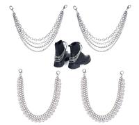 KBRPEY Lot de 4 Chaînes de Bottes Punk en Métal pour Femme Design Multicouche Accessoire Tendance pour Bottines Chaussures Épaisses et Looks Urbains
