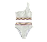 KBRPEY Maillot de Bain Femme 2 Pieces Cupshe Bikini Set Asymétrique Push up Texturé Ethnique Taille Haute Sculptant Gainant Swimsuit Beachwear Plage