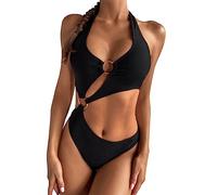 KBRPEY Maillot de Bain Une Pièce Femme Sexy Taille Haute Bikini Maillot de Bain Bandage Maillot String Maillot de Bain à La Mode Swimwear Plage Femme Beachwear Slim (Noir S)