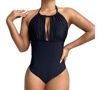 KBRPEY Maillots Une Pièce Femme Halter Col V Plongeant Maillot de Bain Cupshe Sculptant Gainant Push up Swimsuit Élégant Beachwear Plage Swimwear One Piece