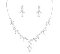 KBRPEY Parure Bijoux Femme Mariage Collier Et Boucles d'Oreilles à La Mode Avec Pendentif en Strass pour Le Cadeau de Fête des Mères Bijoux d'Amitié Anniversaire