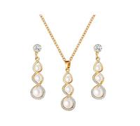 KBRPEY Parure Bijoux Femme Spirale Perle Cristal Collier Boucles D'oreilles Ensemble Élégant Mariage Cérémonie Accessoire