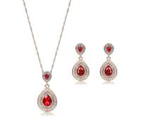 KBRPEY Parure Bijoux Goutte Cristal Collier Boucles D'oreilles Ensemble Strass Brillant Pendentif Élégant Accessoires Femme Torsadé Chaîne